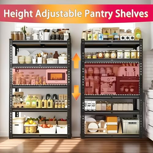 Image of HOMIFLY 4-Tier Extra Large Metal Shelf Rack /60x36x18 Inch Adjustable Boltless Shelving Unit /Heavy Duty Display Rack Organizer for Garage /Kitchen /Warehouse /Tool-Free Assembly and Rust-Resistant
