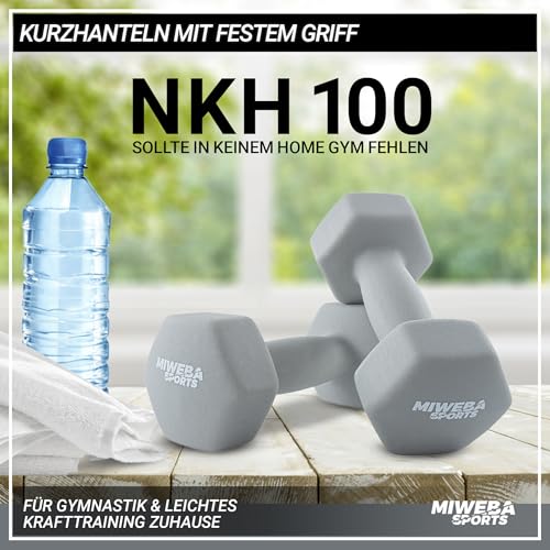 Miweba Sports Neopren Hantelset NKH100 | 𝐏𝐫𝐨𝐟𝐢 Hantel - Hexagon Hanteln Set - Kurzhanteln - Kurzhantel Set - Gymnastikhanteln - Hantel Set - Dumbbell - 0,5-10 Kg (2X 1.0 kg, Rosa)
