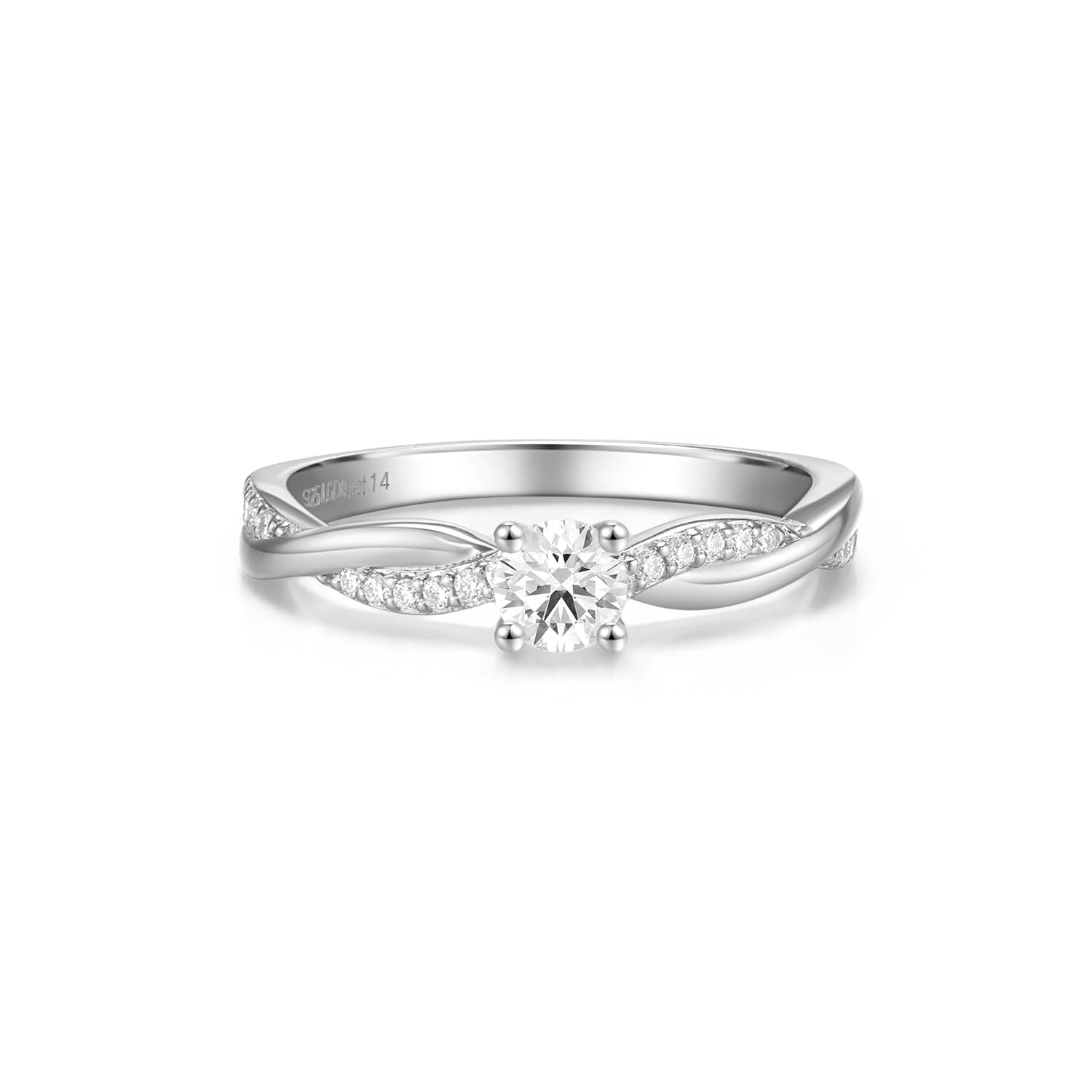 AGVANA Lab Grown Diamond Engagement Promise Ring in Sterling Silver