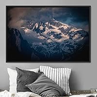 Framed Canvas Wall Art Mountainscape Aerial Dramatic Landscape Mountain Top Multicolor Photography Realism Rustic Warm - 16x24 inches
