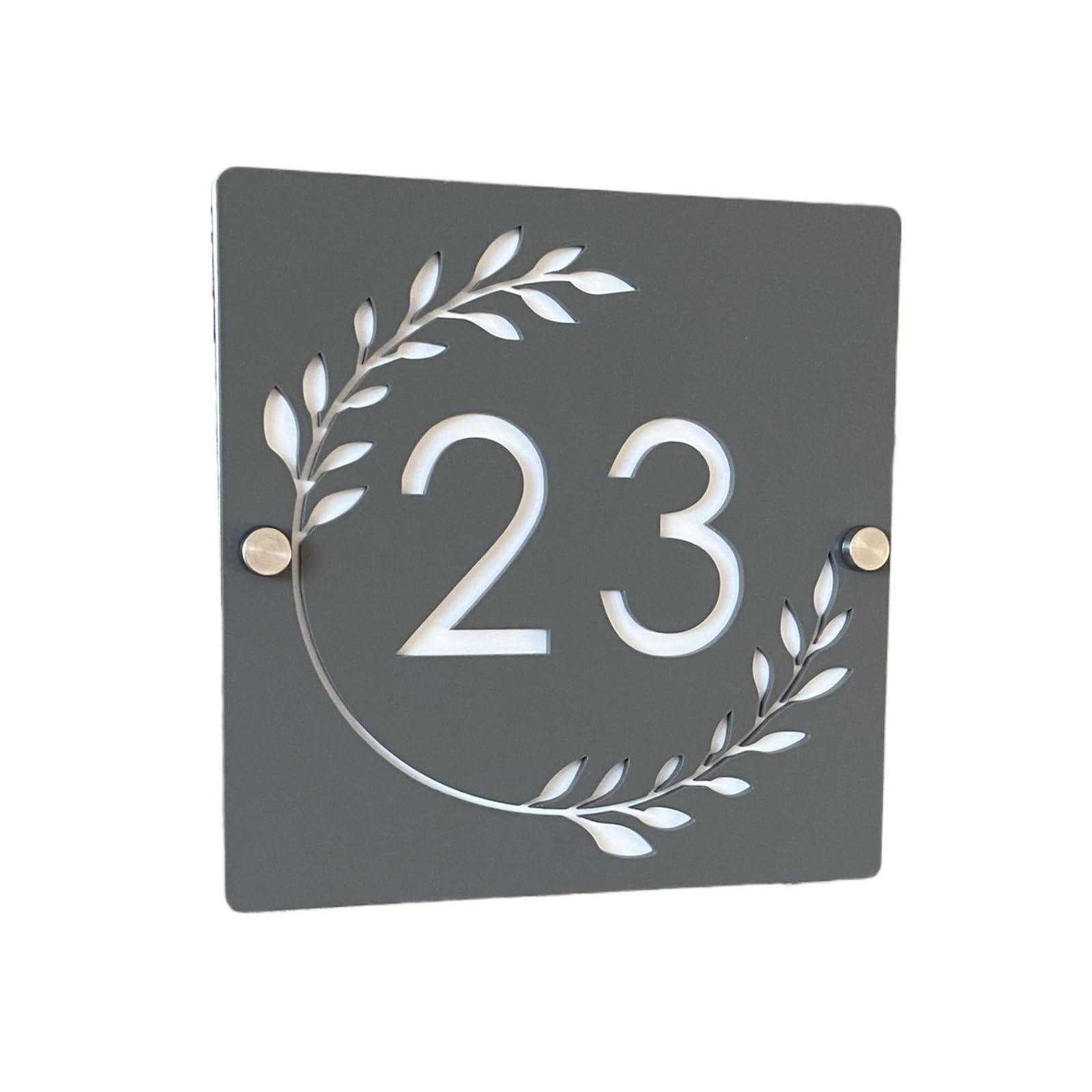 1 Uds. Señal De Dirección Acrílica, Placa Número Casa, Pared Exterior, Nombre Habitación, Flor(Grey White,20X20CM)