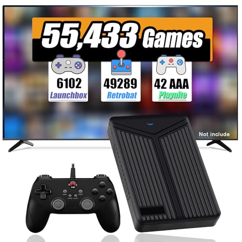 Retro Game Console HDD 4T, HyperBaseMix with 55433 Video Games, 75 Emulator Console, 3 Game Systems in 1, Retro Gaming Console with 50 AAA PC Games, Plug and Play for PC with Win 8.1/10/11, Wired CTL