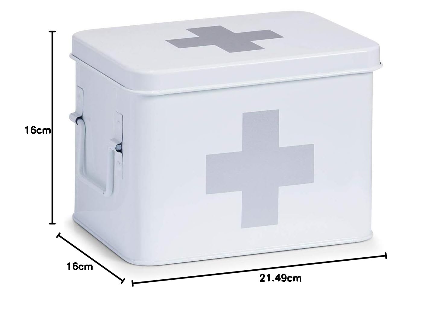 Zeller Present 18118 Boîte à Pharmacie en Métal Blanc 21,5 x 16 x 16 cm