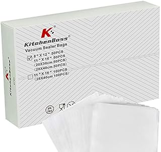 Vacuum Sealer Bags - Food Vacuum Bags - 100pcs 20 x 30cm and 28 x 40cm | BPA-Free | Heavy Duty Embossed | for Vacuum-Sealer Food-Saver and Sous Vide Cooking by KitchenBoss