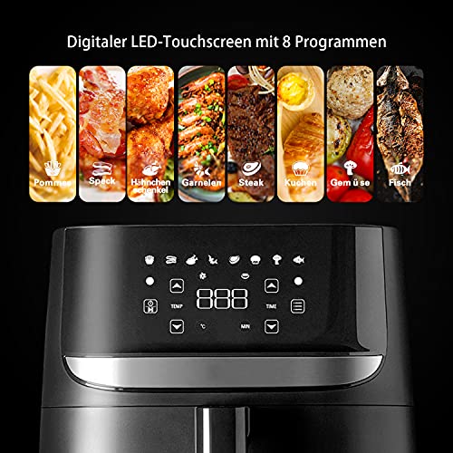 Heißluftfritteuse XXL 5,7L, Airfryer Digital 1700W LED-Touchscreen, Multifunktionale Ohne ÖL Friteuse Heissluft… – Bild 3