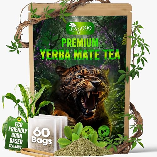 Image of TOG999, Premium 60 Tea Bags Yerba Mate, Hi-Caffeine Super Green Yerba Mate, Fresh & Never Aged, No Dust, Cultivated in Argentina (Ilex paraguariensis), Naturally Rich in Antioxidants