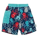 i play. Baby Boys Pocket Trunks w/Built-in Reusable Absorbent Swim Diaper, Navy Octopus, 6 Month