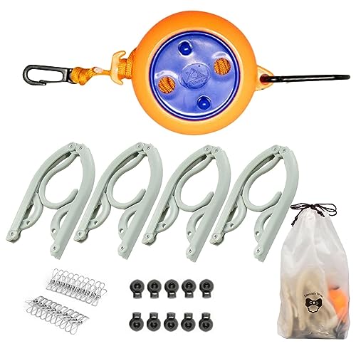 Corda stendibiancheria portatile da viaggio, 10 corde regolabili anti-scivolo per il bucato con tappi, set di stendibiancheria con manici fissi, ganci per viaggi, campeggio, crociera