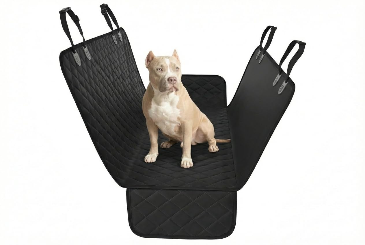 Active Pets Dog Car Seat Cover for Back Seat, Waterproof Pet Hammock Protector, Durable Nonslip Seat Protection SUV Cars (Black, Standard (53" x 56"))