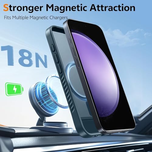 Image of KARWAN️Ultra Hybrid Matte Back Cover Case Compatible with Stand Magnetic for Samsung Galaxy S23 Plus | Mag-Safe Wireless Charging | Camera Bump Protection -(Blue)