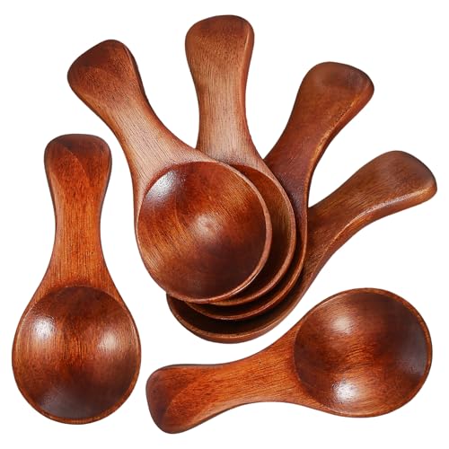 MAGICLULU 6pcs Mini Wooden Spice Spoons Small Wooden Spoons for Jars Natural Condiment Scoops for Seasoning Sugar Coffee Honey Reusable Kitchen Utensils for Serving