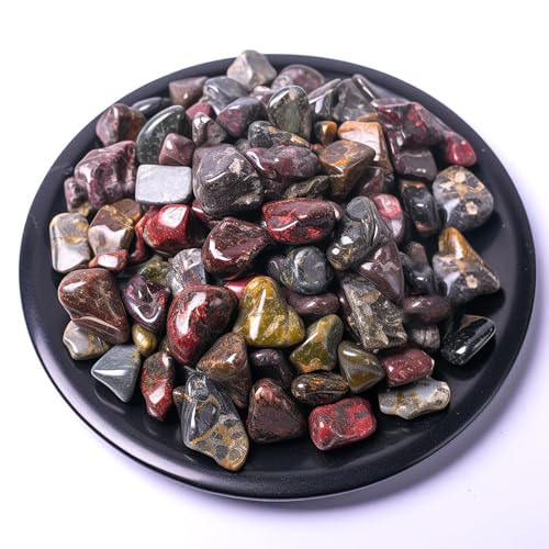 Image of Polished Dragon Blood Jasper Crystal Chips Bulk 200 Pcs - 0.3 inch Small Colorful Tumbled Stone Chips Rocks, 10 oz Crushed Sea Glass Vase Filler Stones for Healing, Reiki, Crafting, Home Decor