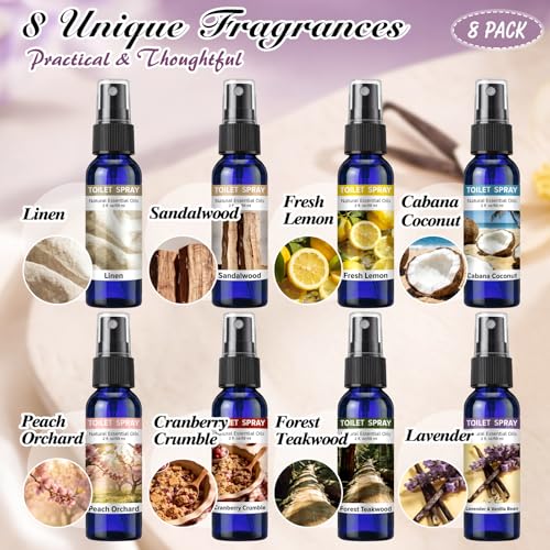 Image of 8 Pcs Toilet Spray Bathroom Odor Eliminator 2oz Air Freshener,Blue,Cool