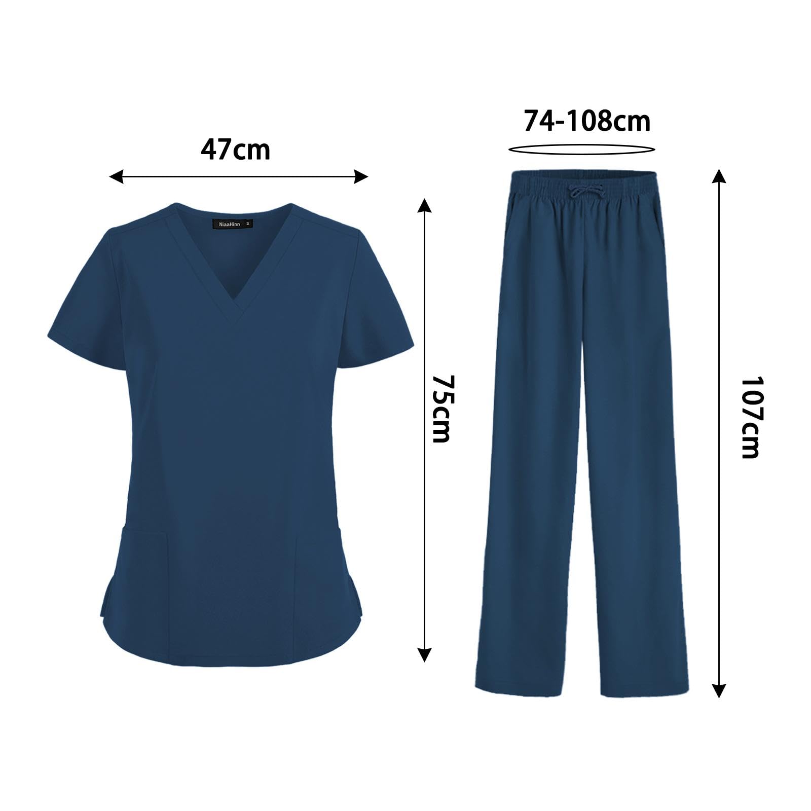 Oshhni Frauen Scrubs Sets Arbeitskleidung Kleidung Dünne Krankenpflegeuniformen Set Kurzarm für Skin Manage Cosmetology Beauty Spa Center, Marine, xxL