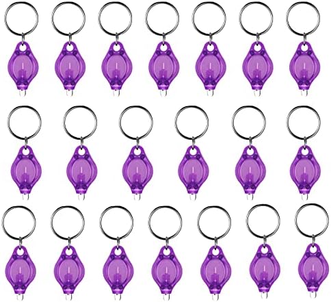 20 Pack Mini UV LED Keychain Flashlight, 395nm UV Light, Black, Key Ring Light Torch ()
