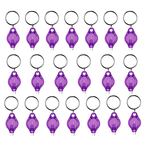 20 Pack Mini Uv Led Keychain Flashlight, 395Nm Uv Light, Black, Key Ring Light Torch () #TOP28