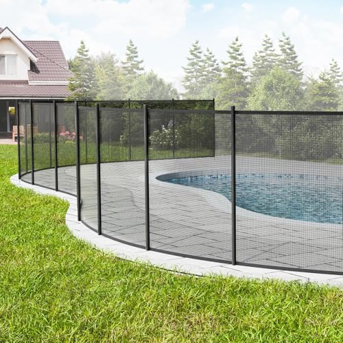 VINGLI 4ft High Pool Fence for Inground and Above Ground Pools, Black Mesh Removable Safety Fencing, Heavy-Duty Protective Barrier for Garden & Backyard (4×72FT)
