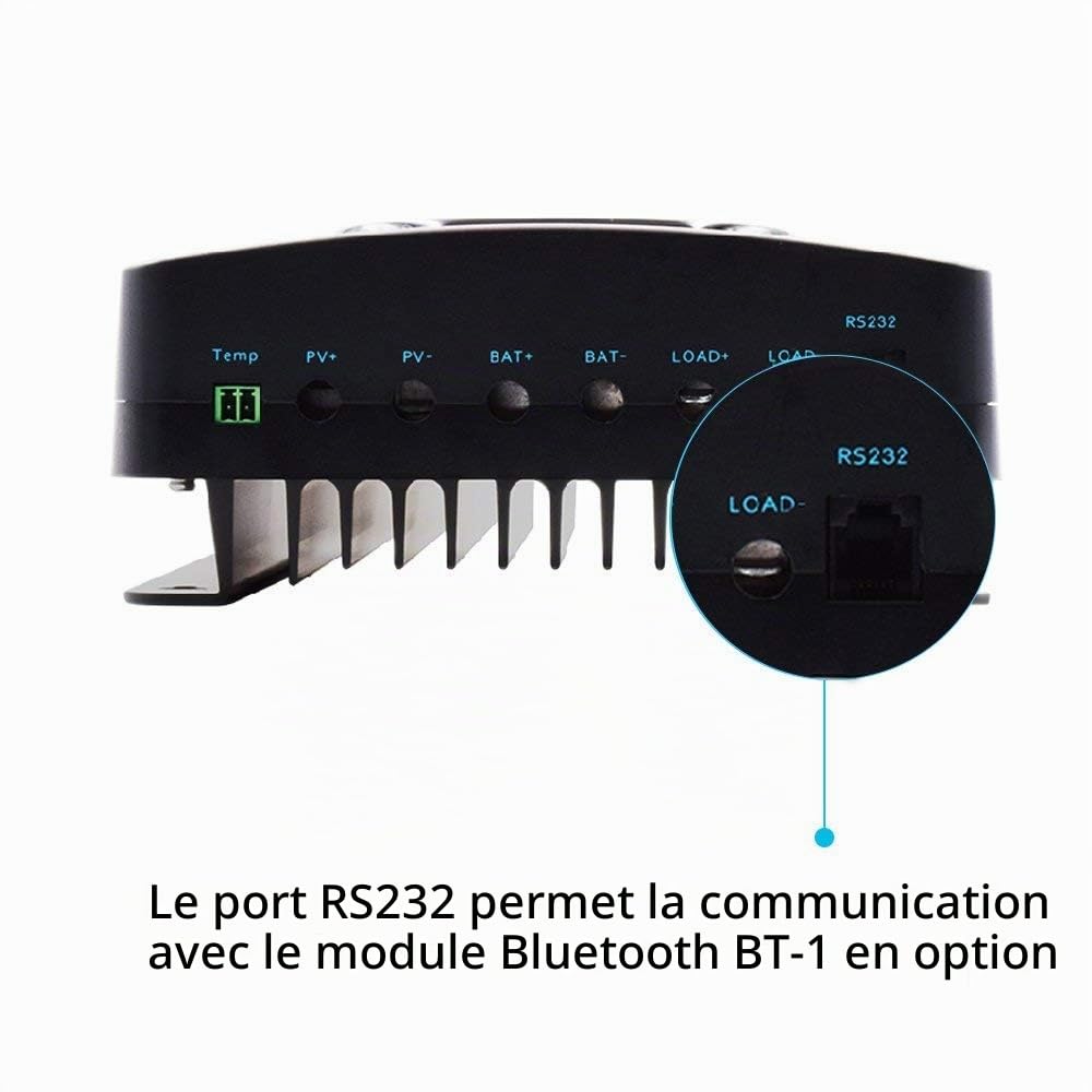 Renogy Régulateur de charge solaire MPPT 40 A 12/24 V Bluetooth avec écran LCD pour batteries AGM, gel et lithium