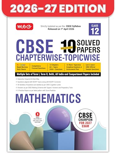 Image of MTG CBSE Class 12 PYQs Book | 10 Years (2026-2017) Chapterwise Topicwise Solved Papers Class 12 Mathematics - CBSE Champion For 2027 Exam | Free Video ... | CBSE Sample Papers (As Per Pattern)