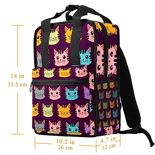 Sac à dos chat multicolore idéal pour l'école et sorties parc - 5