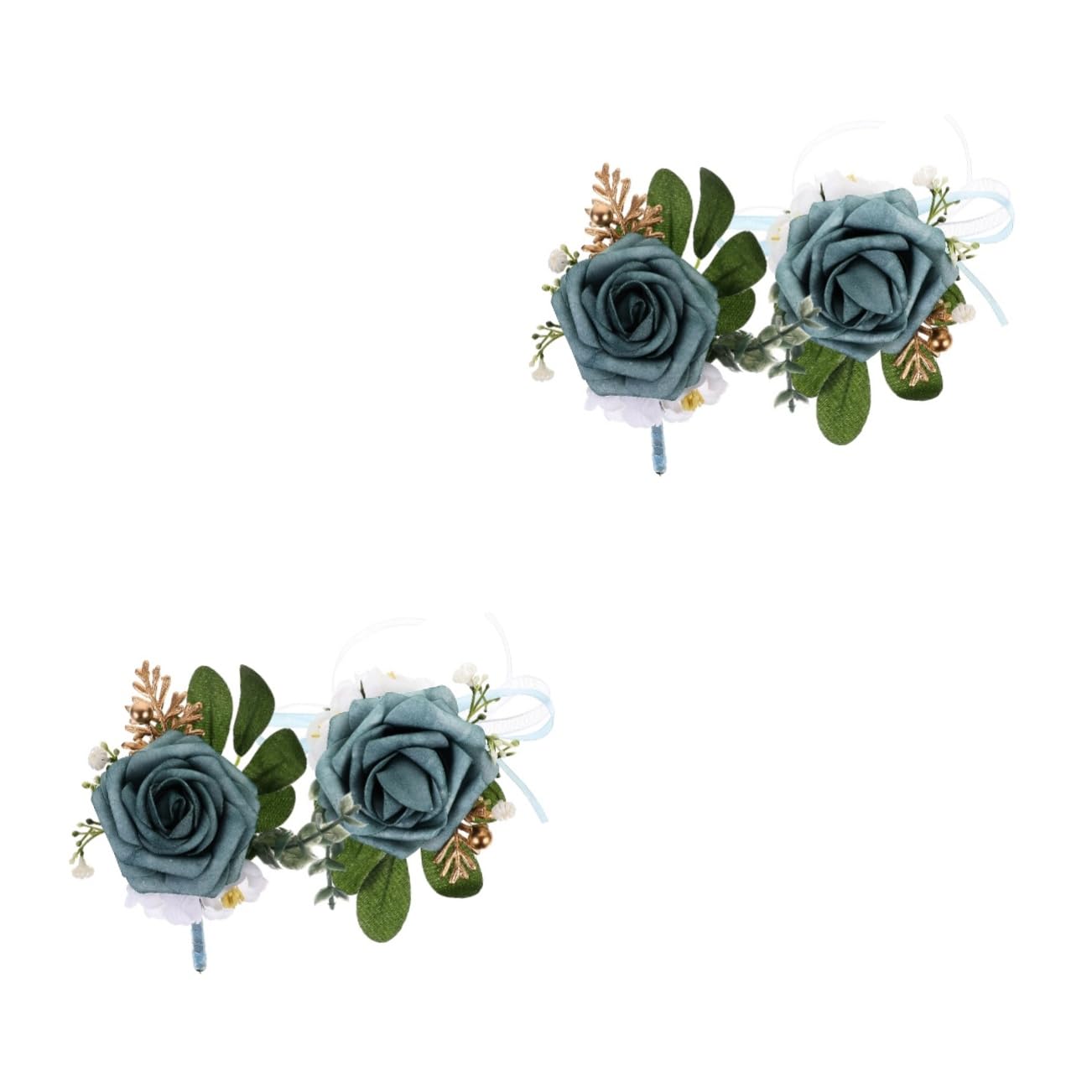 ABOOFAN 2 Juegos Ramillete De Flor De Muñeca Accesorio De Los Padrinos De Boda Flor Elastica Ramo De Rosas Boutonniere del Novio Dama De Honor Las Flores Tela De Seda