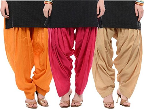 WHITE MANY Women's Loose Fit Patiala Pants (Pack of 3)(INVALID DATA_Orange_Free Size)