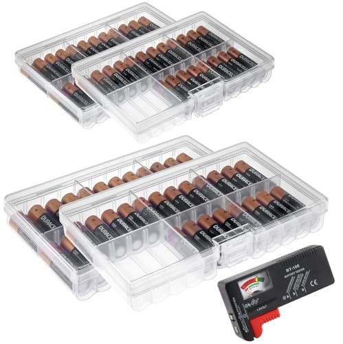 GlossyEnd Set of 4 - Two AA and Two AAA Battery Storage Box,...