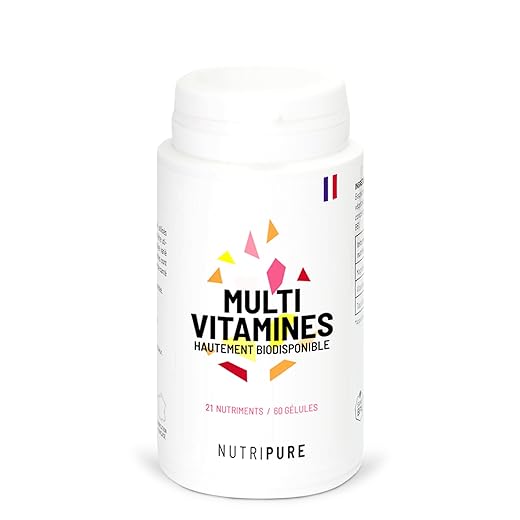 Nutripure | Multivitamins and Minerals 21 Nutrients | Food Supplement | Magnesium, Vitamin B12, Vitamin D, Zinc | Antioxidant, Cognitive, Vision | 60 Capsules | 1 Month | Made in France