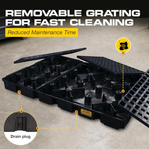 Image of Eagle 6 Drum Spill Containment Pallet with Drain, Black