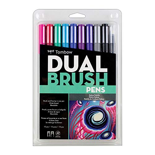 Estojo Dual Brush com 10 Canetas Pincéis, Cores Galácticas