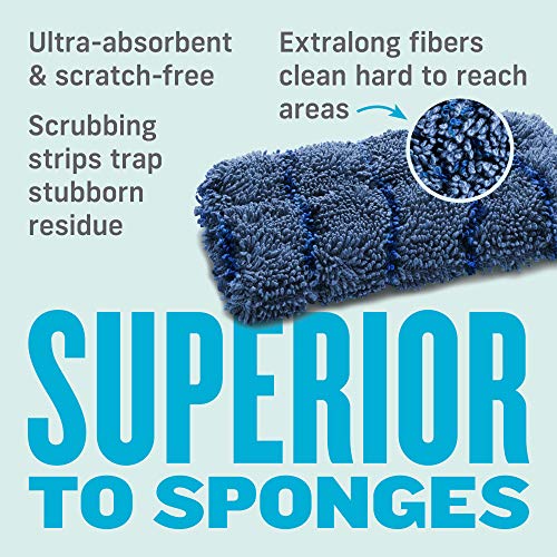 Image of E-Cloth Kitchen Dynamo, Premium Microfiber Non-Scratch Kitchen Dish Scrubber Sponge, Ideal for Dish, Sink and Countertop Cleaning, 100 Wash Guarantee, Blue, 4 Pack