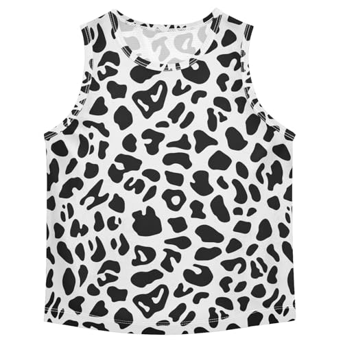 Boys Tank Top Shirts Animal Skin Print Black Spot Sleeveless T-Shirts Crew Neck for Kids Clothing Children