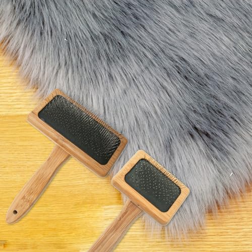 cimsfcor 2 Stück Wool Carders Nadelfilzbürste, Holzwolle Carder, Holz-Pinsel, Fellpflegebürste, Nadelfilzbürste, Gebogene Stahlnadeln für Teppichnadelfilzprojekte, Mischen und Kardieren von Wolle