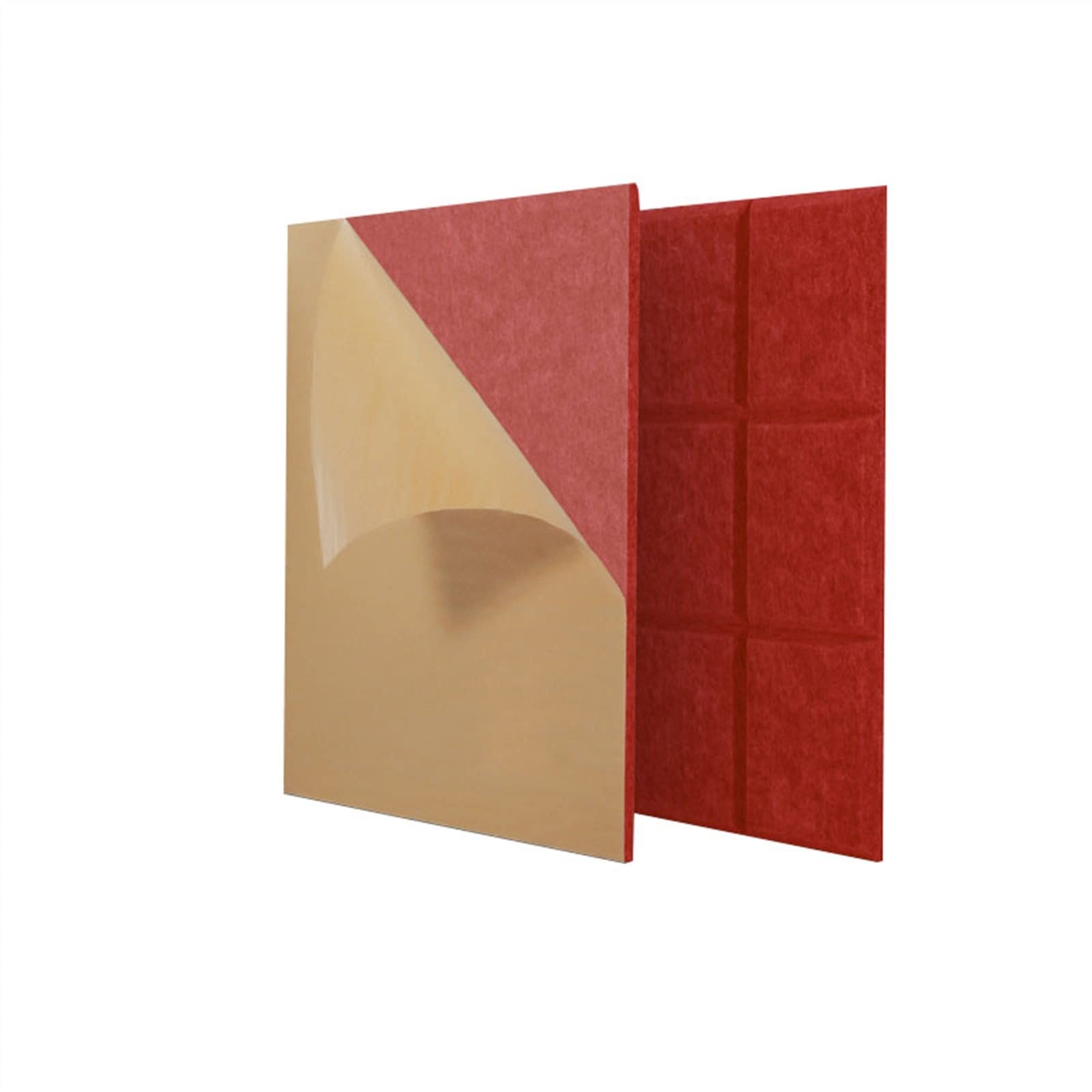 Kwadratowe panele dźwiękoszczelne, samoprzylepne dźwiękoszczelne panele ścienne, 50 x 50 x 0,9 cm, panele dźwiękochłonne, panele akustyczne, akustyczne panele ścienne, obróbka akustyczna do studia nagrań (kolor: Re