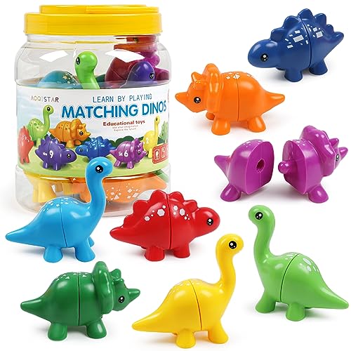 Image of Montessori Matching Dinosaurs Toy, Color and Shapes Recognition, Snap and Pattern Match Game Preschool Learning Toys Homeschooling Class Activity Teaching Tool, Birthday Gift for Kids boys & Girls