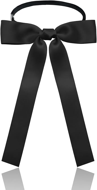 Luckyvestir Western Bow Ties for Men Women, Black/Red Colonel Satin Ribbon String Bow Tie for Costume Uniform