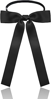 Western Bow Ties for Men Women, Black/Red Colonel Satin Ribbon String Bow Tie for Costume Uniform
