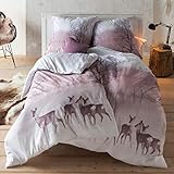 Material: 100% Baumwolle ESTELLA Bettwäsche Bambi Flanell Mauve Größe 135x200 cm (80x80 cm)