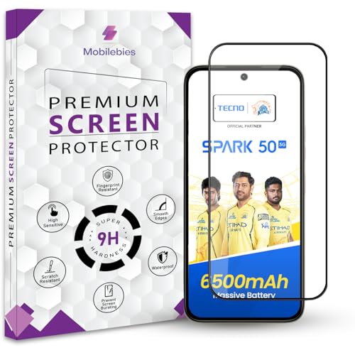Image of Premium Tempered Glass Screen Protector Guard For Tecno Spark 50 5G (6.78 Inch, Pack of 1) | Edge to Edge Coverage With Easy to installation kit