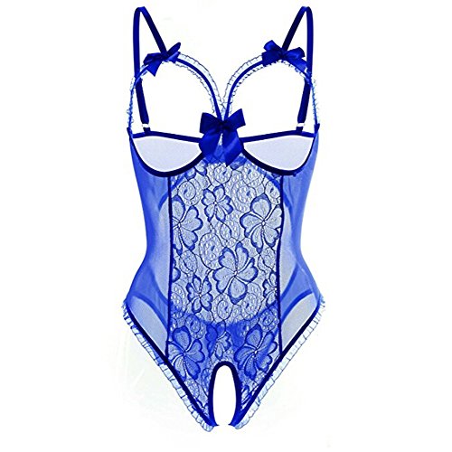 MOBCTG Lingerie Bodysuit, Fashion Women Sex Attraction Lace Perspective with Silver Lingerie Underwear for Women Sexy Lingerie for Women Lingerie Corset Plus Size Lingerie Lingerie (XL, Blue)
