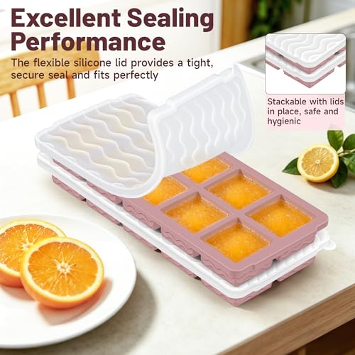 Image of Aopigavi 2-Pack Ice Cube Trays, 10 Cubes 2 Tbsp. Silicone Freezer Molds with Lids, Reusable Ice Trays for Freezer, Kitchen, RV, Cocktail, Whiskey, Coffee, Soup & Food, BPA Free, Dishwasher Safety