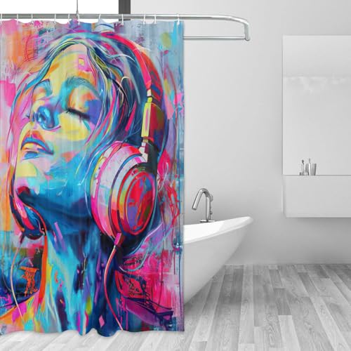 Rideau de douche musique en polyester : stop aux œillets rouillés