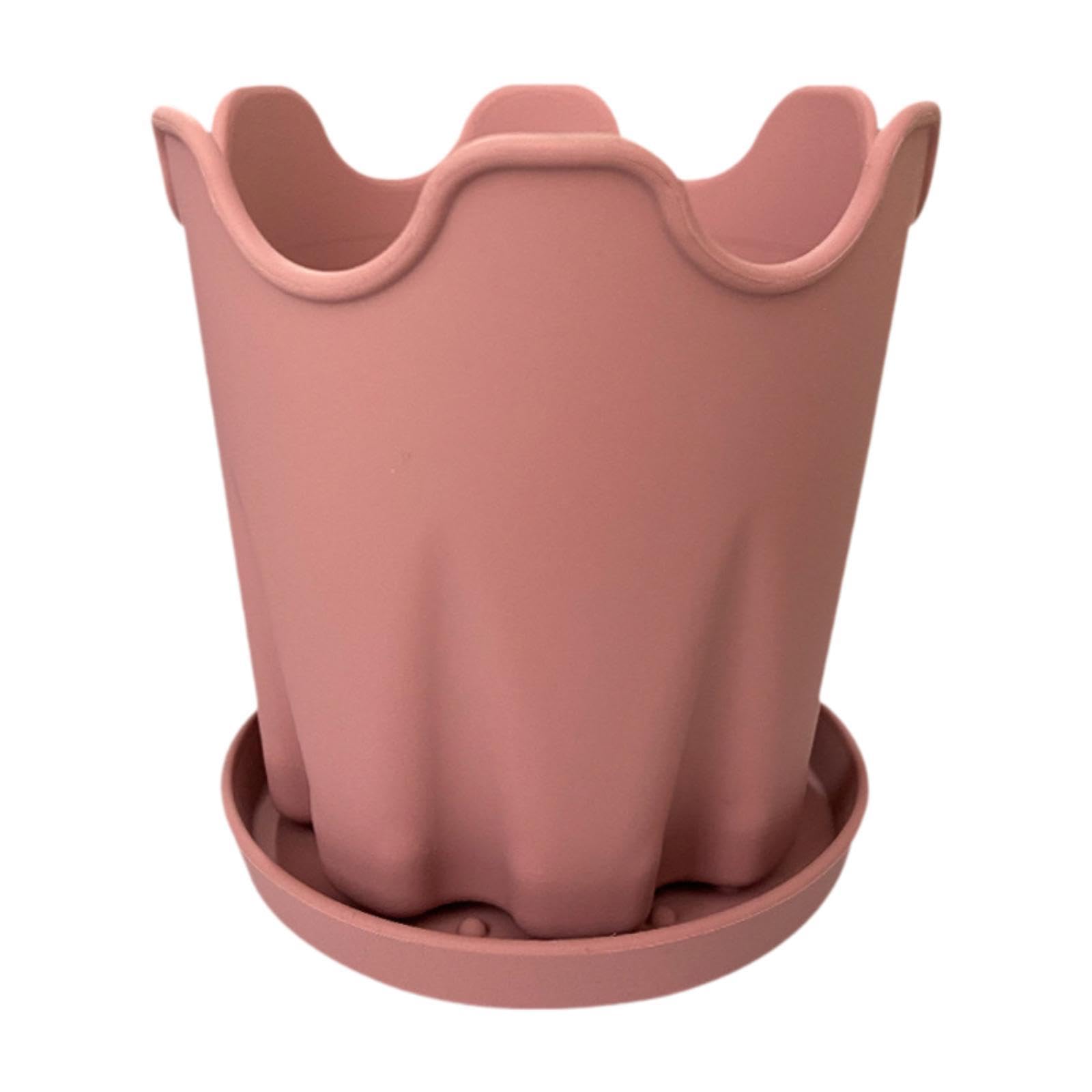 Flowerpot with Base Home Decor Flower Plant Container for Floor Desktop Cafe Pink-picture-24