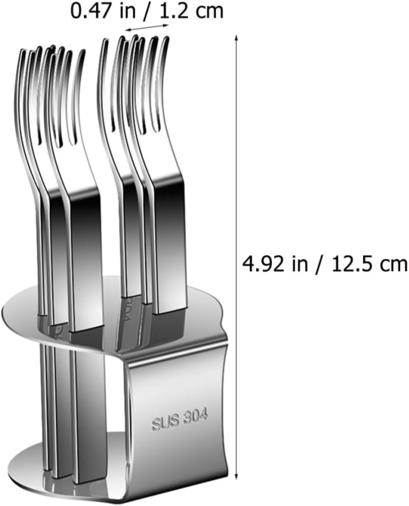 Stainless Steel Fruit Forks Dessert Servers with Rack, 304 Silver