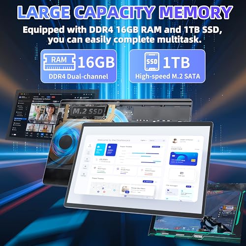 Image of 【Win 11 Pro /Office 2019】 2-in-1 Convertible Laptop, 14 inch 2.2K Touchscreen, Detachable Magnetic Keyboard, 12th Gen Alder Lake-N95, 16GB DDR5 RAM 1TB SSD, HD Camera, Cooling Fan, Type-C