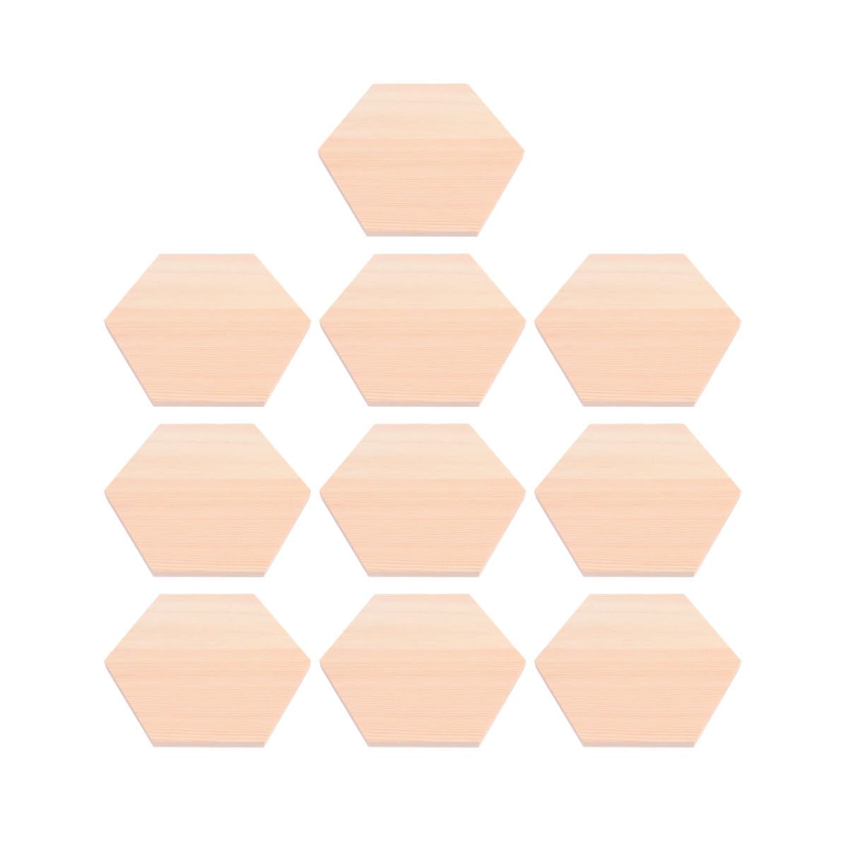 10 Piezas Bloques de Madera de Pino Hexagonales de 15 Cm Diámetro y 1 Cm Grosor para Manualidades, Tablones Artesanales para Bricolaje y Decoración Creativa