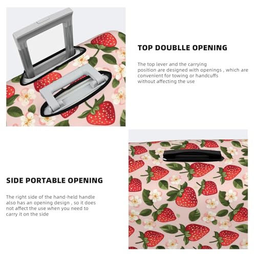 Strawberry Flower Print Travel Luggage Covers, Washable Suitcase Covers Protector for Luggage 18-32 Inch High Elasticity4