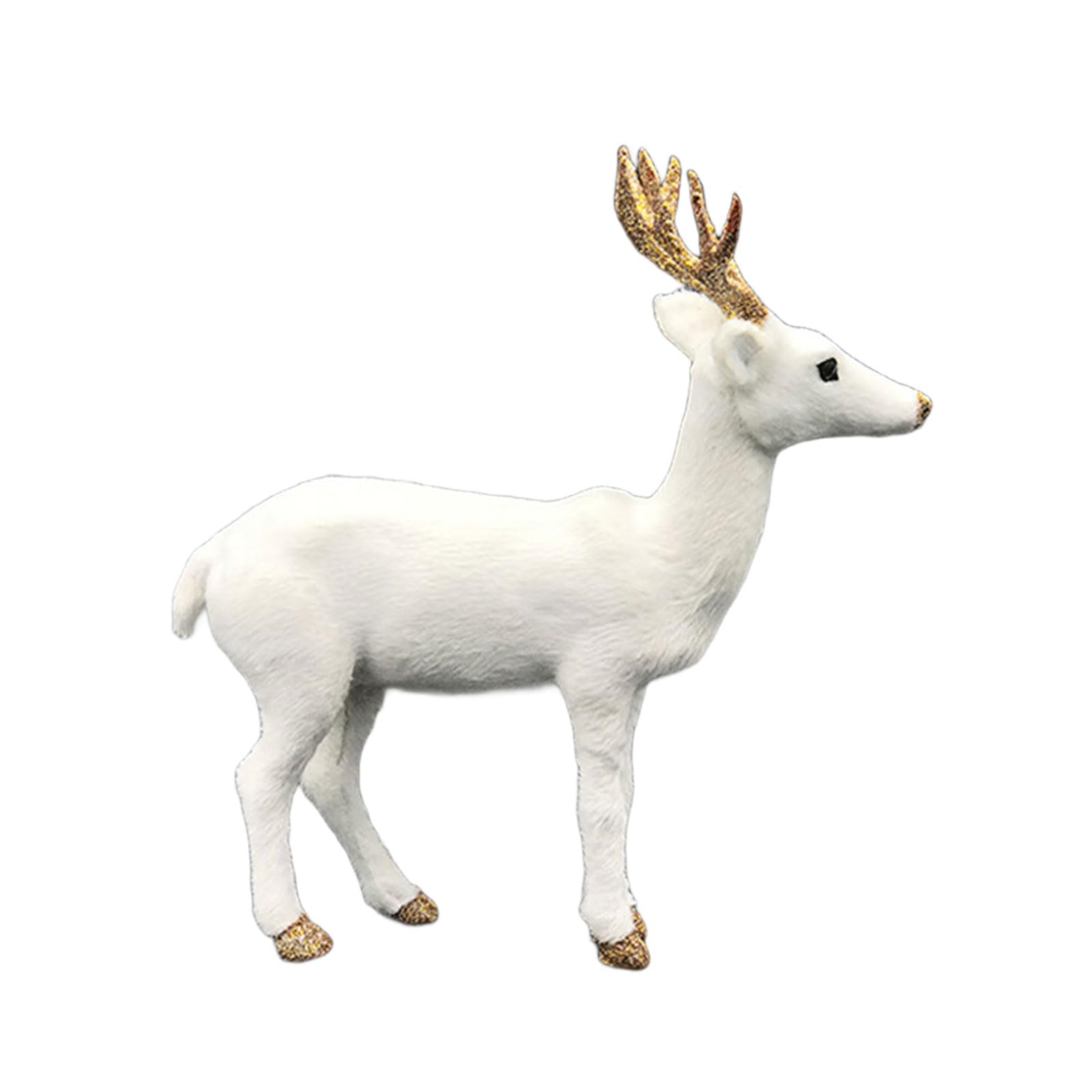 Lerpwige Christmas Deer Figurines Deer Animal Model Realistic Reindeer Figurines With Glittered Antlered And Feet Centerpieces Tabletop Ornament