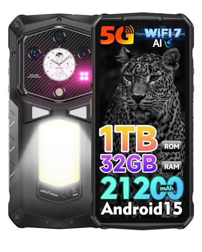 Ulefone Armor 29 Ultra Téléphone Portable Incassable 5G, 32Go+1To/SD-2To 21200mAh 120W AI Smartphone Caméra 50MP + 64MP Vision Nocturne, 6,67