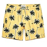 maamgic Mens 7 inch Mens Swim Trunks with Mesh Lining Quick Dry Board Shorts Mens Bathing Suits 1853420-black Palm Tree-2 Medium